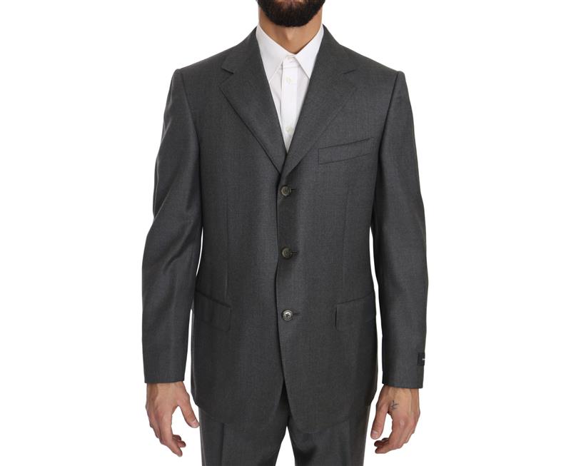 Cheap Ermenegildo Zegna Gray Solid 2 Piece 3 Button Wool Suit with