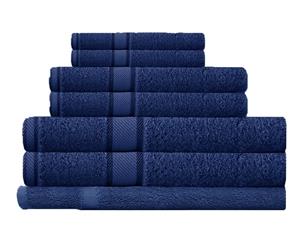 100% Combed Cotton 7 Pieces Bath Towel Set Navy