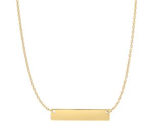 14k Gold Engravable Bar Pendant Necklace 18" - Yellow