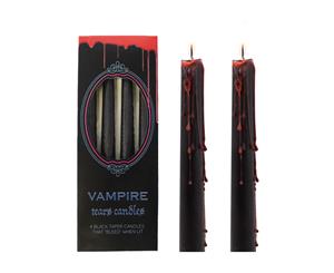 1pce Pack of 4 Black Vampire Tears Taper Candles - Bleeds Red Wax when Burning - Black