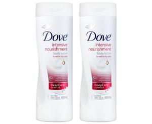 2 x Dove Intensive Nourishment Body Lotion For Extra Dry Skin 400mL