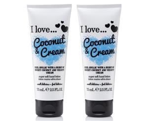 2 x I Love Hand Lotion Coconut & Cream 75mL