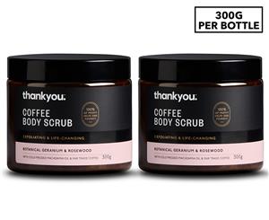 2 x Thankyou. Coffee Scrub Geranium & Rosewood 300g