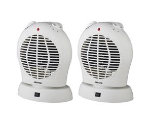 2PK Heller 2000W Electric Portable Upright Oscillating Floor/Desk Fan Heater