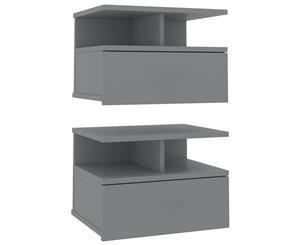 2x Floating Nightstand Grey Chipboard Bedside Cabinet Side End Table