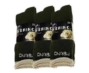 3 Pairs Merino Men's Wool Socks - Olive