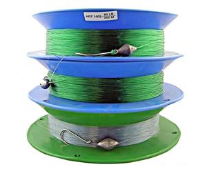 3 x 10 Inch Hand Caster Pre Rigged with 200m of 80lb Mono Fishing Line