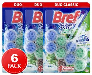 3 x 2pk Bref Power Aktiv Toilet Block Pine Forest 50g