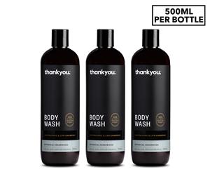 3 x Thankyou Botanical Body Wash Cedarwood 500mL