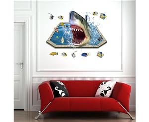 3D Shark Wall Stickers Decals (Size 89cm x 68cm)