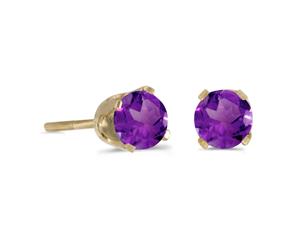 4 mm Round Amethyst Screw-back Stud Earrings in 14k Yellow Gold