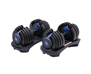 48kg Powertrain Adjustable Dumbbell Home Gym Set Blue