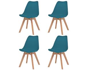 4x Solid Wood Artificial Leather Dining Chairs Turquoise Kitchen Seat