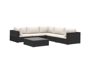 6 Piece Garden Lounge Set with Cushions Poly Rattan Black Patio Set