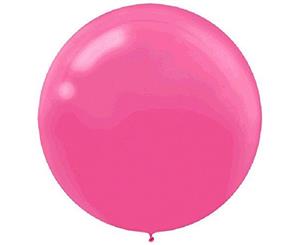 60cm Bright Pink Round Latex Balloons 4pk