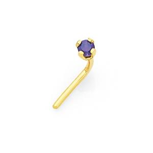 9ct Gold CZ Violet Nose Stud