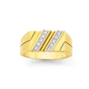 9ct Gold Diamond Gents Ring