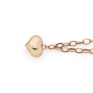 9ct Rose Gold 19cm Belcher Heart Charm Bracelet