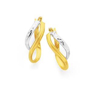 9ct Two Tone Double Wave Hoop Earrings