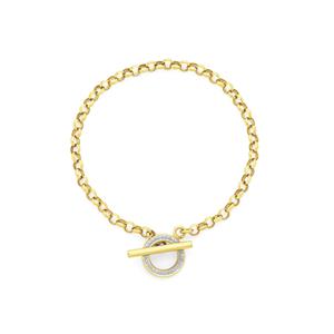 9ct Two Tone Gold 19cm Solid Belcher T-Bar FOB Bracelet