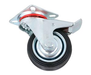 AB Tools 3" / 75mm Rubber Swivel Trolley Castor Wheel With Brake For Furniture 1 Pack