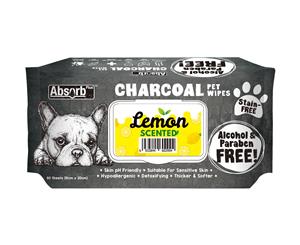 Absorb Plus Lemon Charcoal Pet Wipes 80 Pack