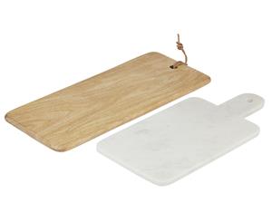 Academy 2-Piece Eliot Marble Mango Wood Paddle & Board Set White/Natural