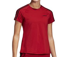 Adidas Women's Design 2 Move 3-Stripes Tee / T-Shirt / Tshirt - Active Maroon/Black