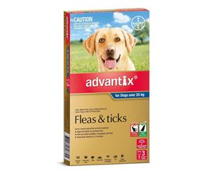 Advantix Dog Fleas and Ticks Treament Over 25kg Blue 3's (A3026)