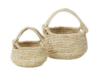 Amalfi 2Pc Bolla Kans Grass Date Leaf Handwoven Basket Set Organiser Storage