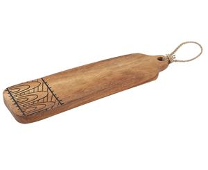 Amalfi Marula Acacia Wood Serving Patterned Paddle Natural/Black 48x15x2.5cm