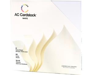 American Crafts Textured Cardstock Pack 12&quotX12" 60/Pkg-Solid White