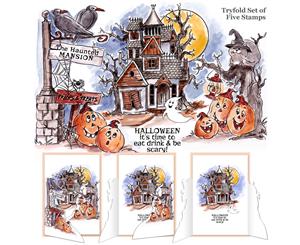 Art Impressions Try'folds Cling Rubber Stamps 10&quotX4.5"-Haunted House