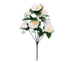 Artificial Fake Flowers Bouquet Greenery Foliage Leaf Roses Wedding Decor[Design Camellia (White)]