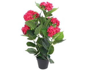 Artificial Hydrangea Plant with Pot 60cm Red Fake Foliage Floral Decor