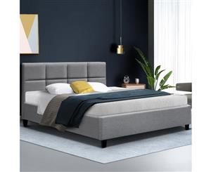 Artiss Double Full Size Bed Frame Base Mattress Fabric Wooden Grey TINO