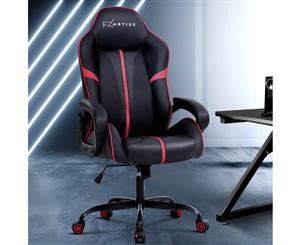 Artiss Gaming Office Chair Computer Chairs Leather Seat Racer Racing Meeting Chair Balck Red