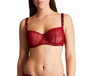 Aubade PH14-02 La Belle Etoile Embroidered Non-Padded Underwired Comfort Half Cup Bra - Deep Red