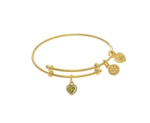 August Heart Shape CZ Birthstone Charm Adjustable Bangle Girls Bracelet - Yellow