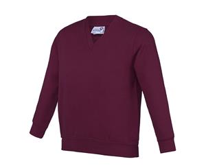 Awdis Academy Childrens/Kids Junior V Neck School Jumper/Sweatshirt (Pack Of 2) (Burgundy) - RW6680