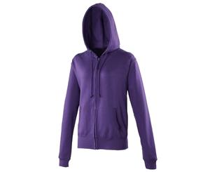 Awdis Girlie Womens/Ladies Hooded Sweatshirt / Hoodie / Zoodie (Purple) - RW183