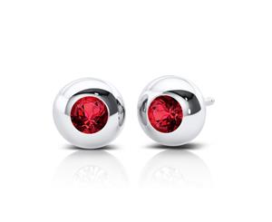 BIXLER Fine Ruby Stud Earrings For Women In Sterling Silver - Sterling Silver