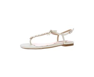 Badgley Mischka Womens Satin Embellished Flat Sandals