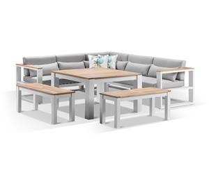 Balmoral Outdoor Aluminium Lounge And Dining Setting - Outdoor Aluminium Lounges - White with Textured Grey