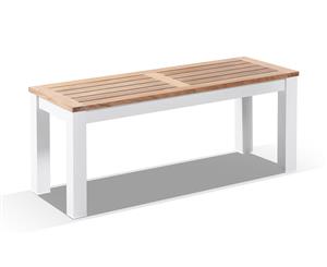 Balmoral Outdoor Auminium And Teak Timber Bench Seat - Outdoor Aluminium Chairs - White Aluminium