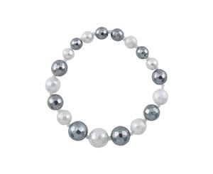 Barcs Paradox Stretch Pearl Bracelet With Black & White Faceted Beading