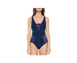 Becca by Rebecca Virtue Womens Lace Illusion One-Piece Swimsuit