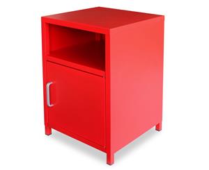 Bedside Cabinet 35x35x51cm Red Steel Storage Lamp Nightstand Cupboard