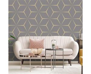 Belgravia Decor Harper Geometric Wallpaper Yellow/Grey (9740)