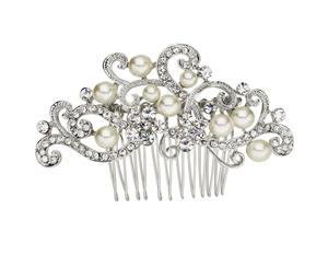 Bella Krystal - Women's Macy Crystal & Pearl Swirl Hair Comb